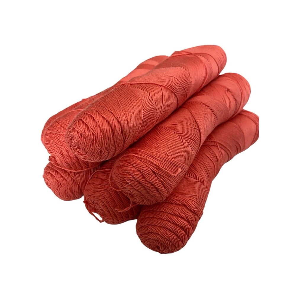 Vintage Lot 7 Skeins Crochet Cotton Thread Coral 1 lb 3.5 oz.